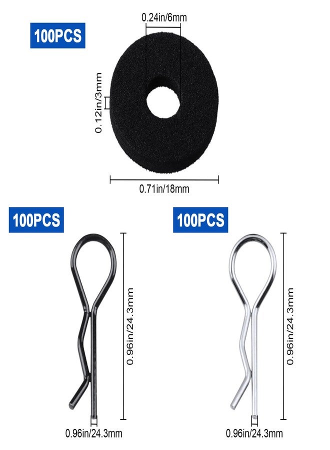 AllinRC 300-Pack Universal RC Body Clips Car Clips Silver & Black R Clips Body Washers for All 1/10 1/12 Scale Traxxas Redcat HPI Himoto HSP Exceed RC Car Parts Truck Buggy Shell Replacement - Image 2
